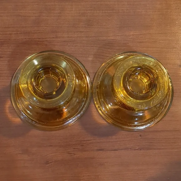 Federal Madrid Amber Glass Taper Holders - Picture 4 of 13